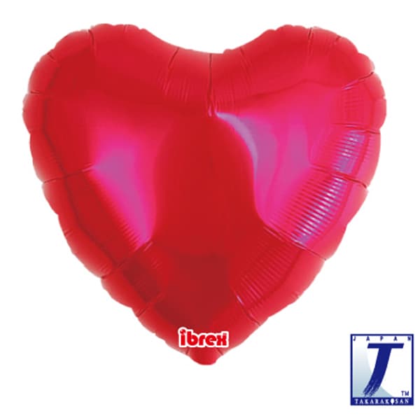 (image for) 18" Metallic Red Heart Foil Balloons Pack of 5