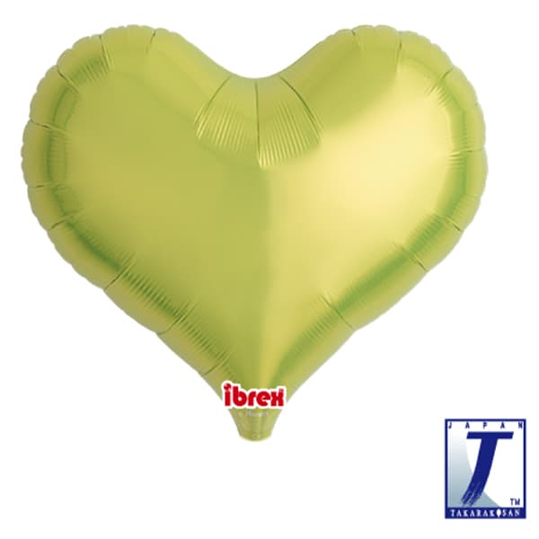 18" Metallic Lime Green Jelly Heart Foil Balloons Pack of 5