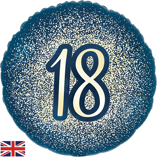 (image for) 18" 18th Glitter Navy Gold Foil Balloon