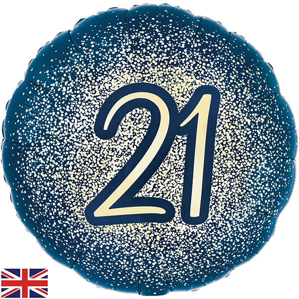 18" 21st Glitter Navy Gold Foil Balloon