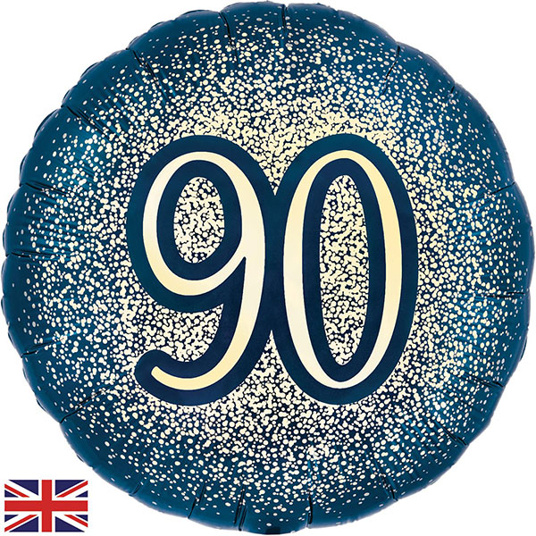 (image for) 18" 90th Glitter Navy Gold Foil Balloon