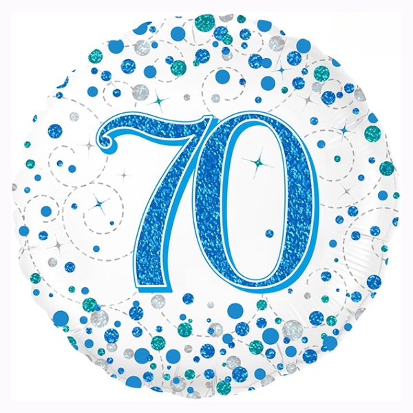 18" Blue Sparkling Fizz 70th Birthday Foil Balloons
