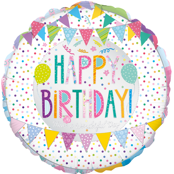 (image for) 18" Happy Birthday Patchwork Foil Balloons