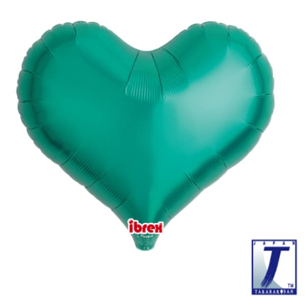 (image for) 25" Metallic Green Jelly Heart Foil Balloons Pack Of 5