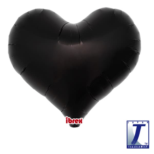 (image for) 25" Metallic Black Jelly Heart Foil Balloons Pack Of 5