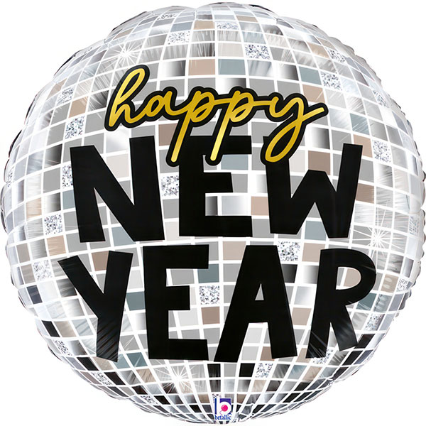 36" Happy New Year Disco Ball Balloons