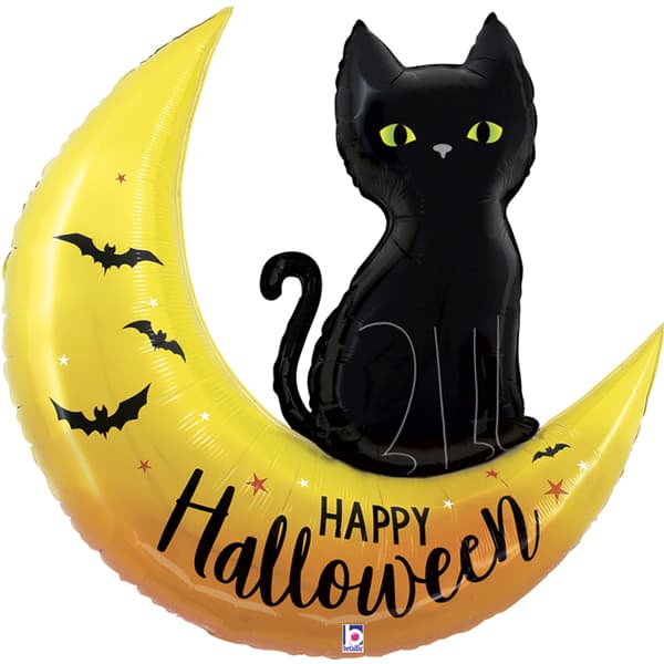 Happy Halloween Moon & Cat Shape Balloons