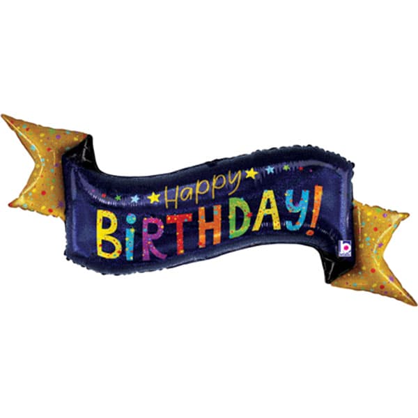 (image for) Navy Birthday Banner Shape Balloons