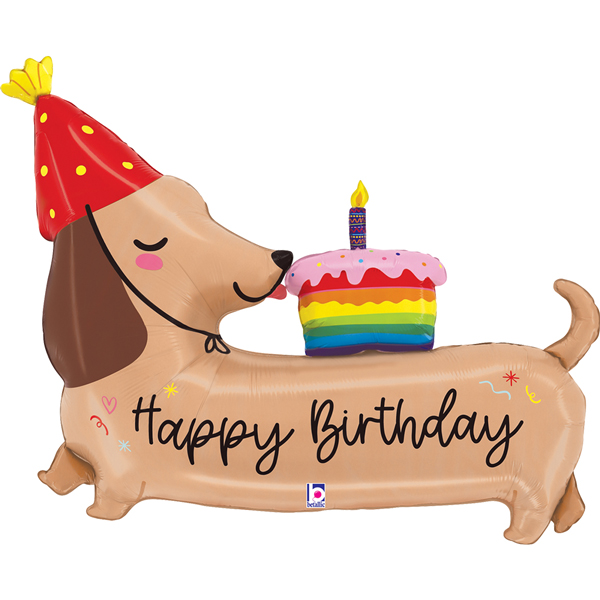 (image for) 43" Happy Birthday Dachshund Supershape Foil Balloons