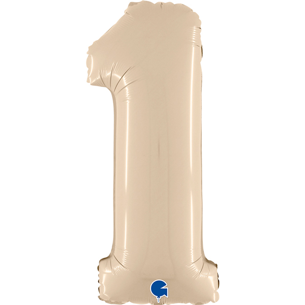 26" Grabo Satin Cream Number 1 Shape Balloons