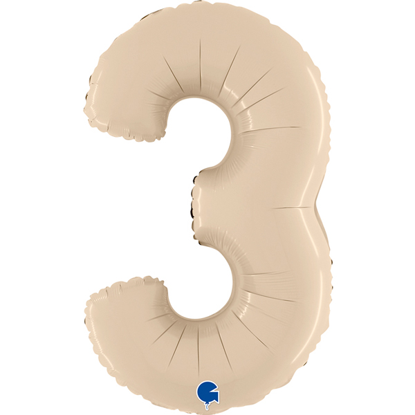 26" Grabo Satin Cream Number 3 Shape Balloons