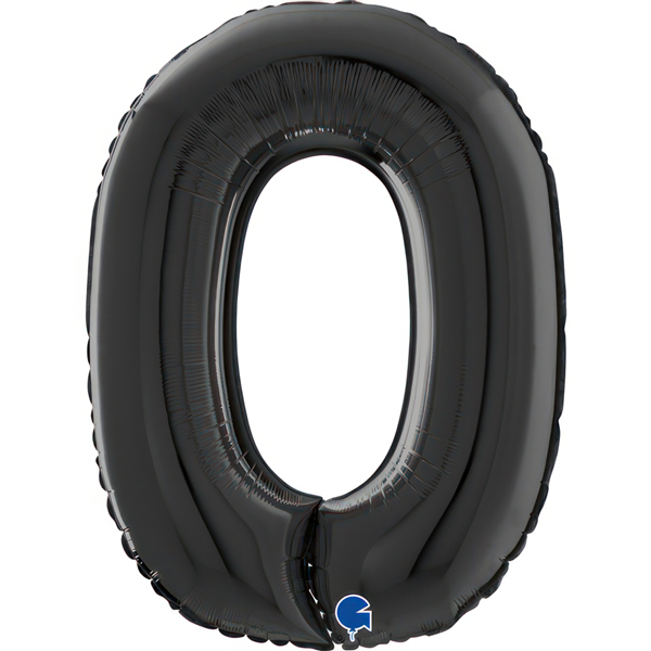 26" Grabo Black Number 0 Shape Balloons