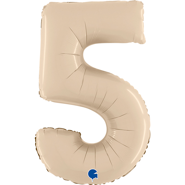 26" Grabo Satin Cream Number 5 Shape Balloons