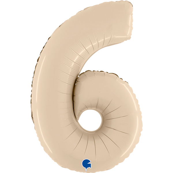 26" Grabo Satin Cream Number 6 Shape Balloons