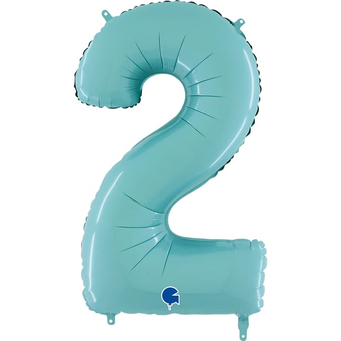 26" Pastel Blue Foil Number 2 Balloons