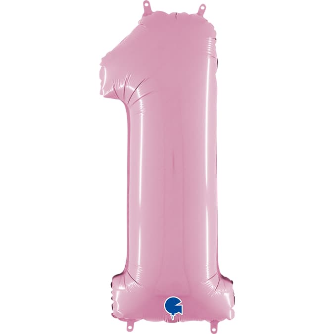 26" Pastel Pink Foil Number 1 Balloons