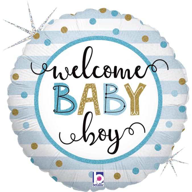 (image for) 18" Welcome Baby Boy Stripes Foil Balloons