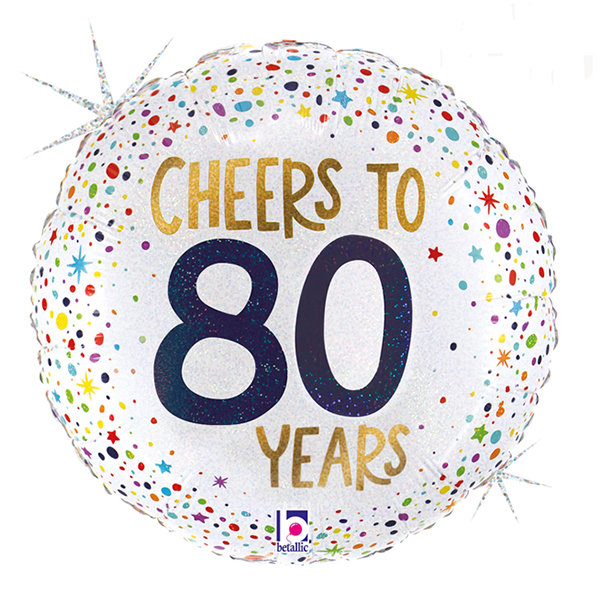 (image for) 18" Cheers To 80 Years Foil Balloons