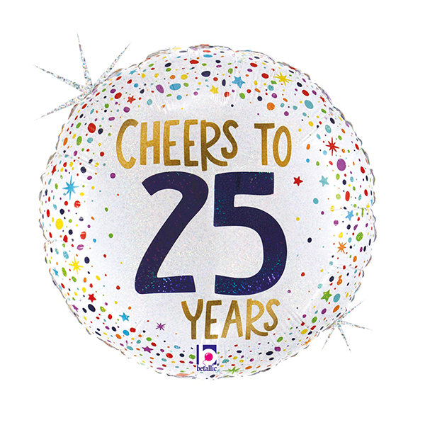 18" Cheers To 25 Years Foil Balloons