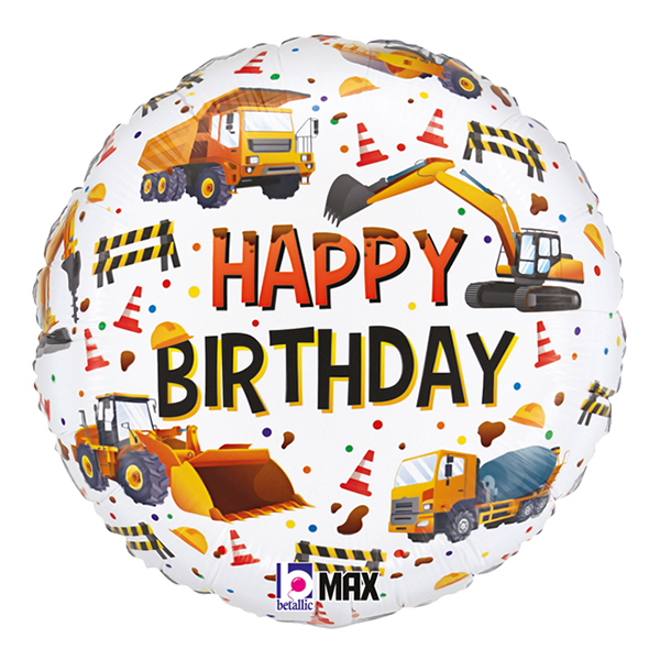 (image for) 18" Happy Birthday Construction Equipment Foil Balloons
