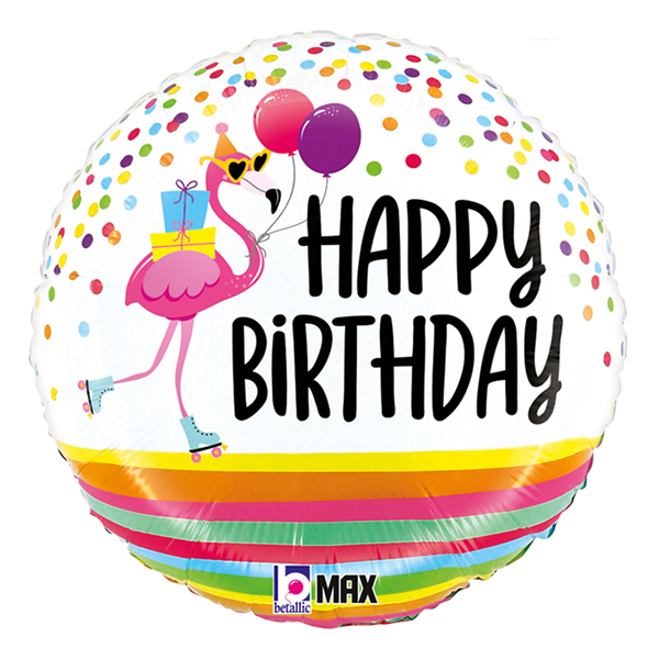 (image for) 18" Flamingo Happy Birthday Foil Balloons