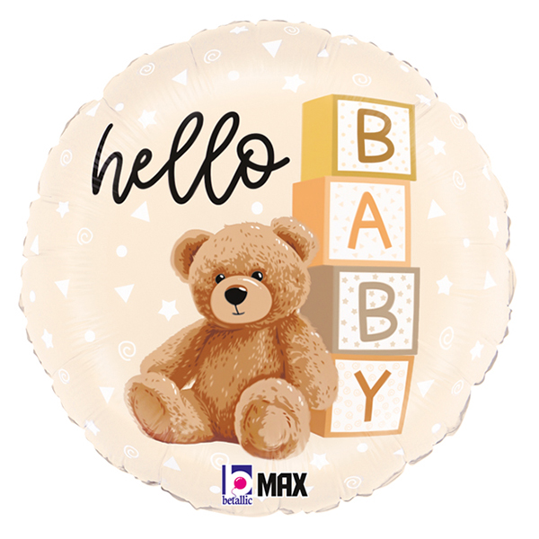 18" Hello Baby Teddy Bear Foil Balloons