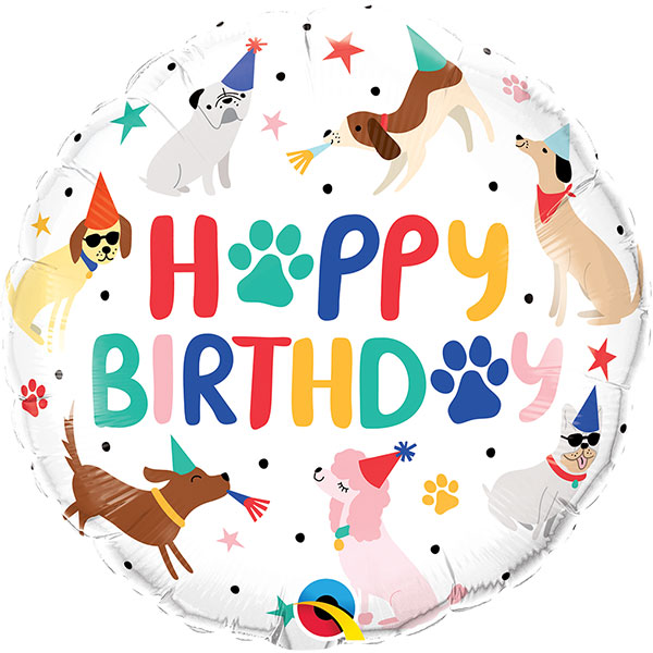 (image for) 18" Happy Birthday Party Puppies Foil Balloons
