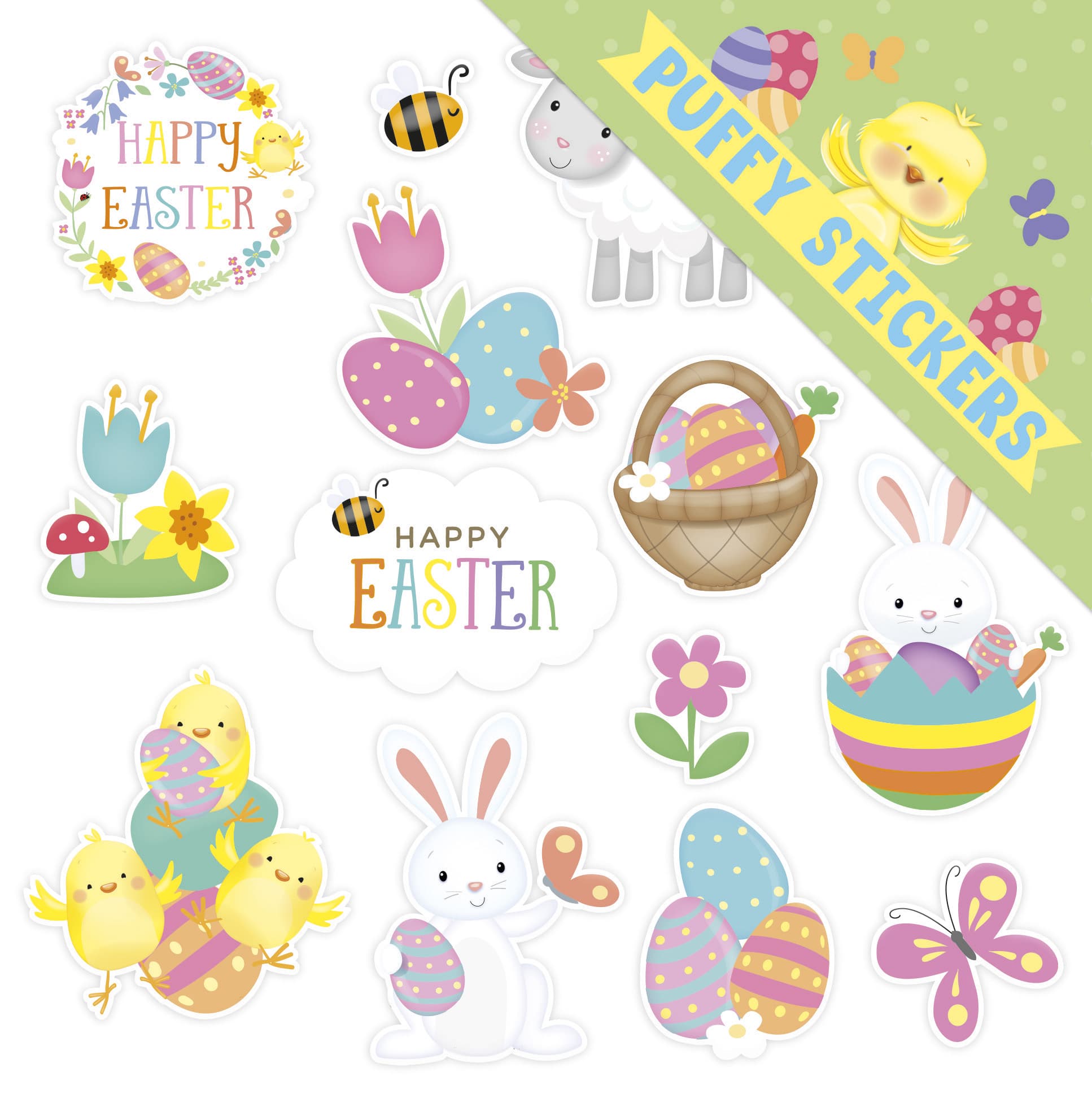(image for) Easter Puffy Sticker Pack 14pk