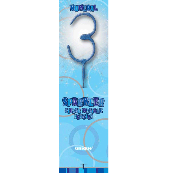7" Blue Glitz Number 3 Sparkler