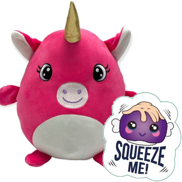 (image for) 10" Dark Pink Unicorn Squeezable Soft Toy