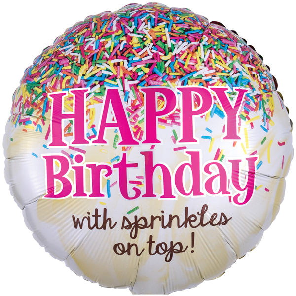 18" Happy Birthday Sprinkles On Top Foil Balloons