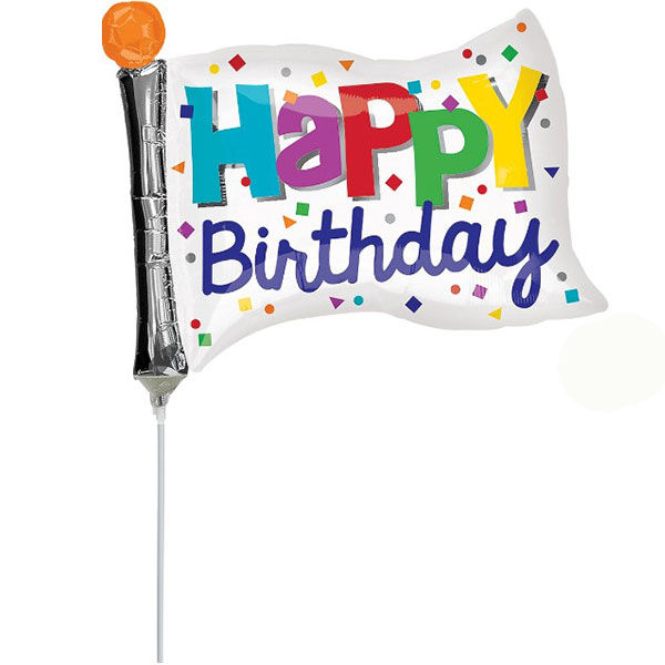(image for) 14" Happy Birthday Flag Air Filled Foil Balloons