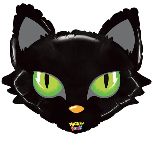 Mighty BLACK Cat Head Supershape Balloons
