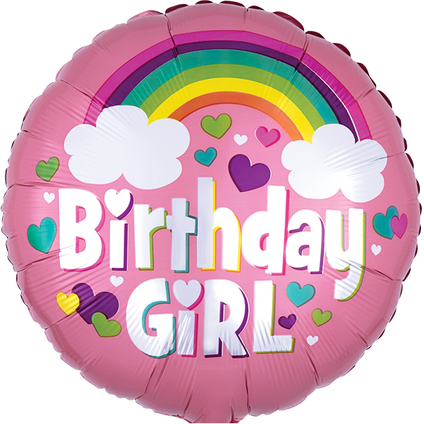 (image for) 18" Birthday Girl Rainbow Foil Balloons