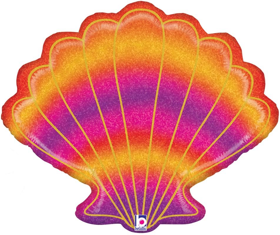 (image for) 30" Glitter Seashell Holographic Foil Balloons