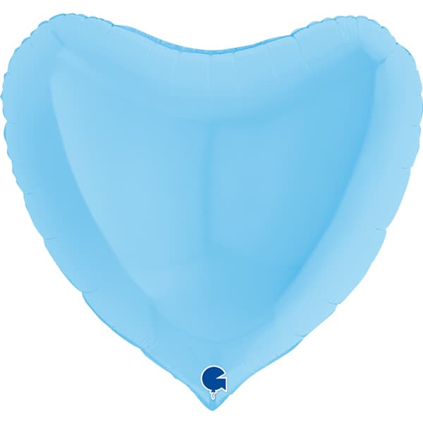 36" Grabo Pastel Matte Blue Heart Shaped Foil Balloons