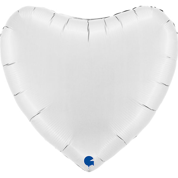 36" Grabo Satin White Heart Foil Balloons