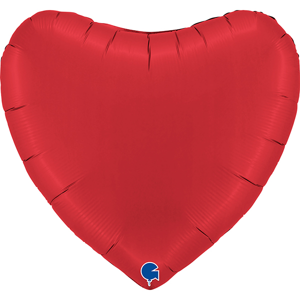 36" Grabo Satin Ruby Red Heart Shaped Foil Balloons