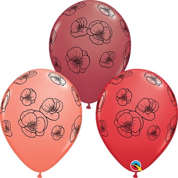 (image for) 11" Pretty Poppies Assorted Latex Balloons 25pk