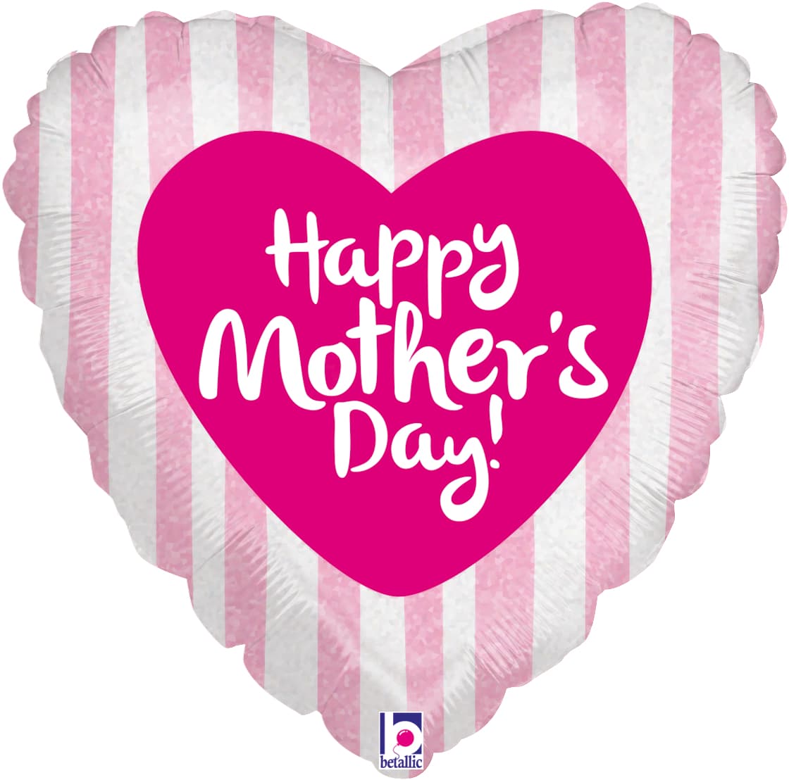 (image for) 18" Mother's Day Pink Stripes Holographic Foil Balloons