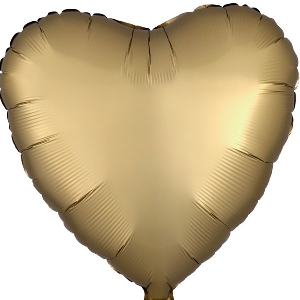 18" Satin Luxe Gold Sateen Heart Foil Balloons