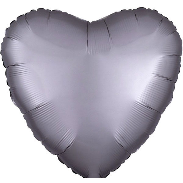 (image for) 18" Satin Luxe Platinum Silver Heart Foil Balloons