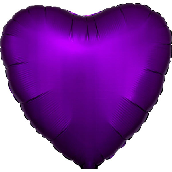 18" Satin Luxe Purple Heart Foil Balloons