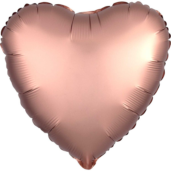 18" Satin Luxe Rose Copper Heart Foil Balloons