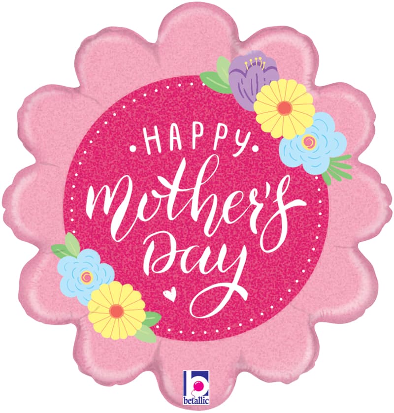 (image for) 18" Pastel Floral Mothers Day Holographic Foil Balloons