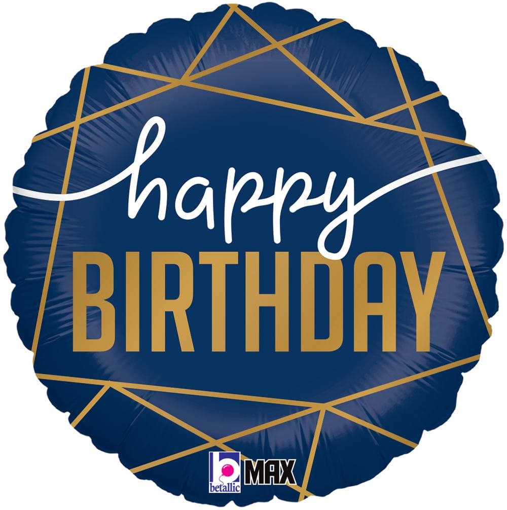 18" Navy Happy Birthday Foil Balloons