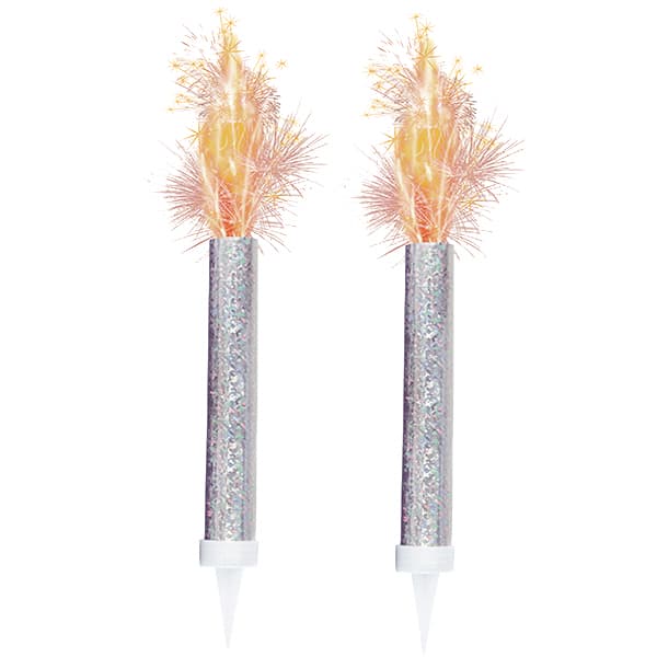 Silver Prismatic Ice Fountain Sparklers 2pk