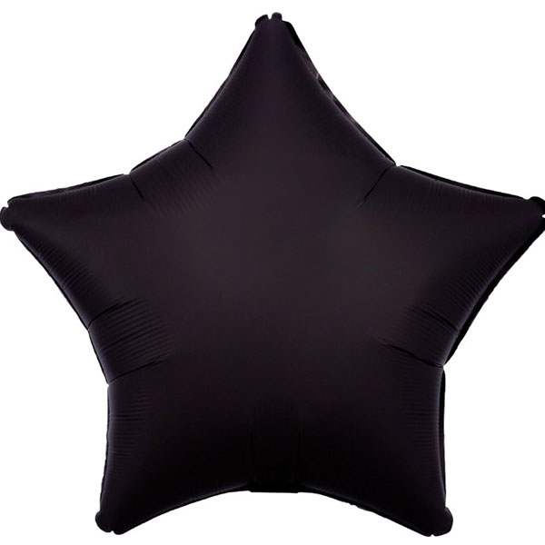 18" Satin Luxe Onyx Black Star Foil Balloons