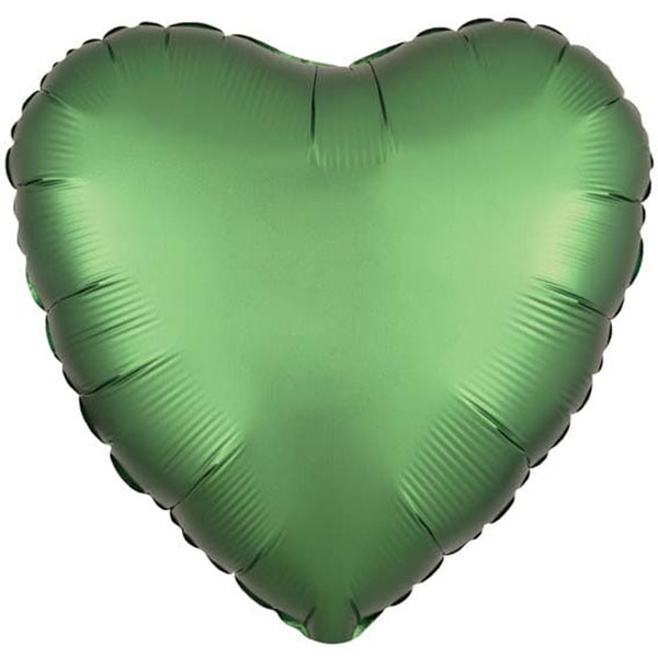18" Satin Luxe Emerald Heart Packaged Foil Balloons