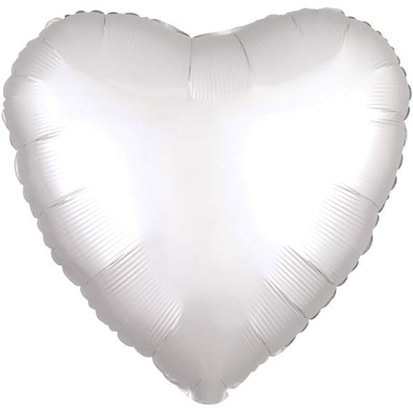 18" Satin Luxe White Heart Foil Balloons